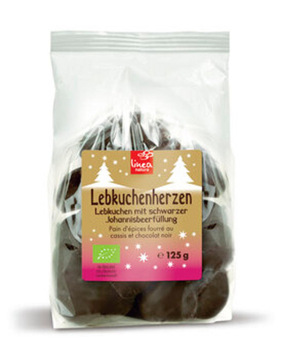 Produktfoto zu Lebkuchenherzen Johannisbeere Zartbitter, 125 g, Linea Natura