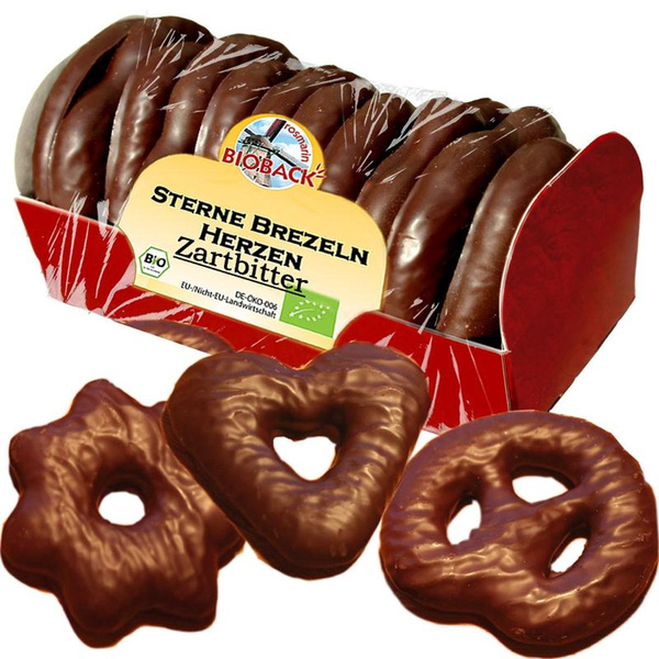 Produktfoto zu Sterne Brezeln Herzen Zartbitter, 175 g, Rosmarinback
