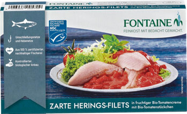 Produktfoto zu Zarte Heringsfilets in Tomatencreme, 200 g, Fontaine
