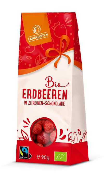 Produktfoto zu Erdbeeren in Zitronenschokolade, 90 g, Landgarten
