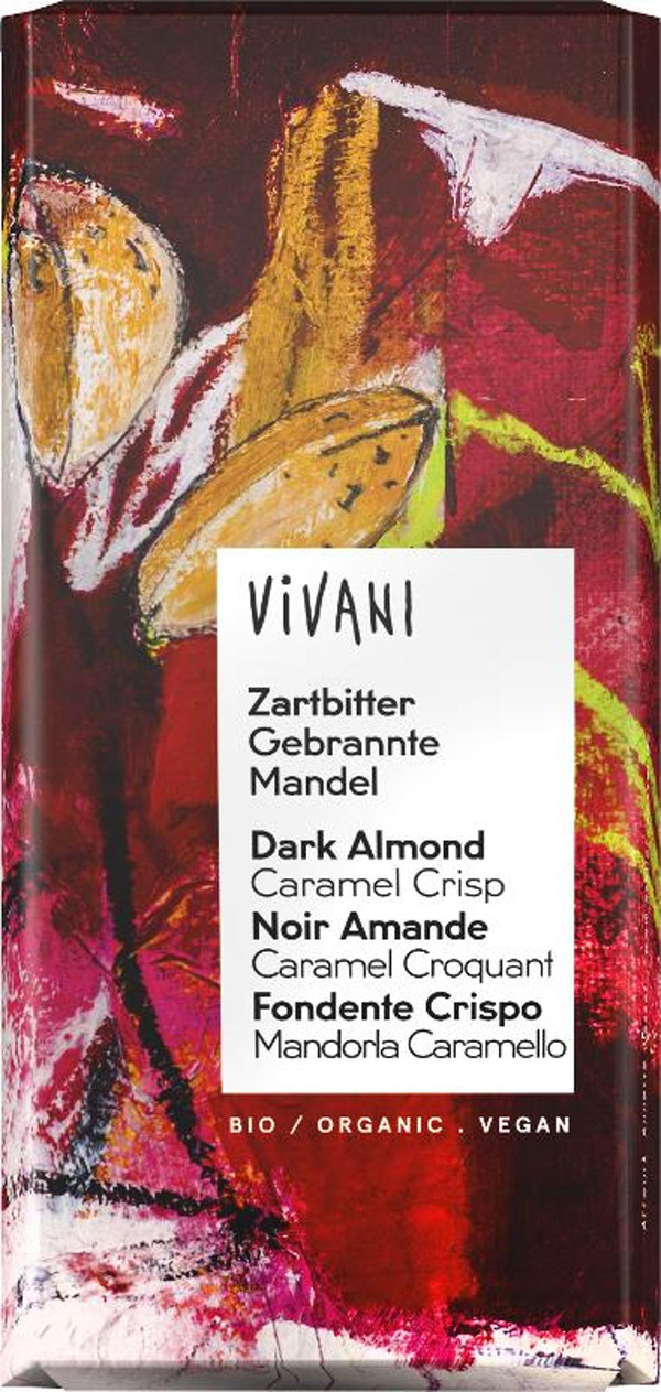 Produktfoto zu Schokolade Zartbitter Gebrannte Mandel, 80 g, Vivani