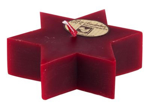 Produktfoto zu Bienenwachskerze Stern rot, Kerzenfarm Hahn