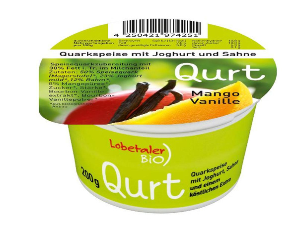 Produktfoto zu Qurt Mango Vanille, 200 g , Lobetaler Bio