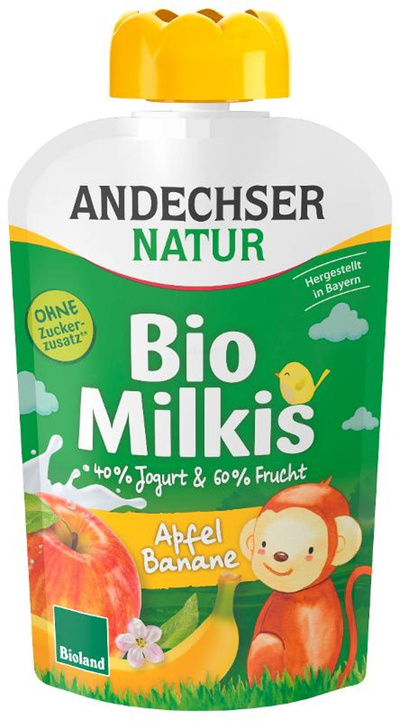 Produktfoto zu Milkis Apfel-Banane, 100 g Andechser Molkerei