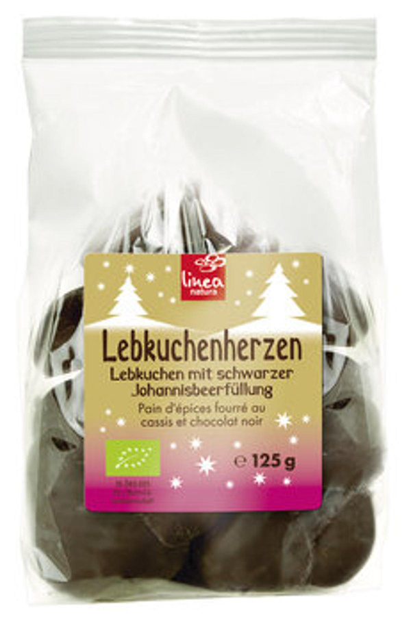 Produktfoto zu Lebkuchenherzen Johannisbeere Zartbitter, 125 g, Linea Natura