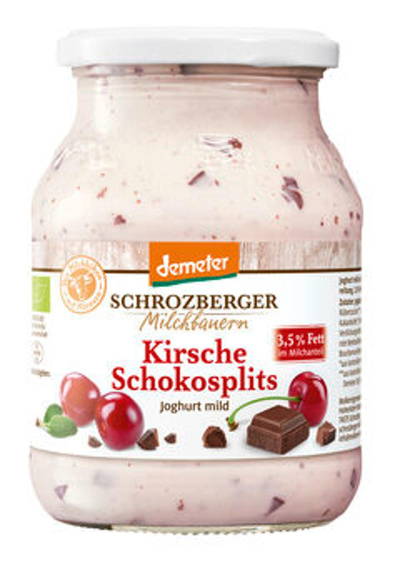 Produktfoto zu Joghurt Kirsche Schokosplits 3,5%, 500 g, Schrozberger