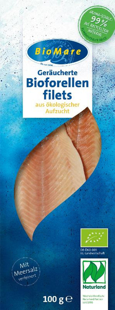 Produktfoto zu Forellenfilets, geräuchert, ohne Haut 100 g, Bio Mare