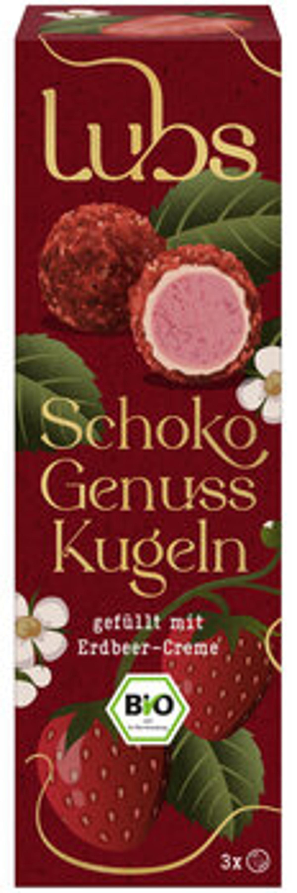 Produktfoto zu Schoko Genuss Kugeln mit Erdbeercreme, 38 g, Lubs