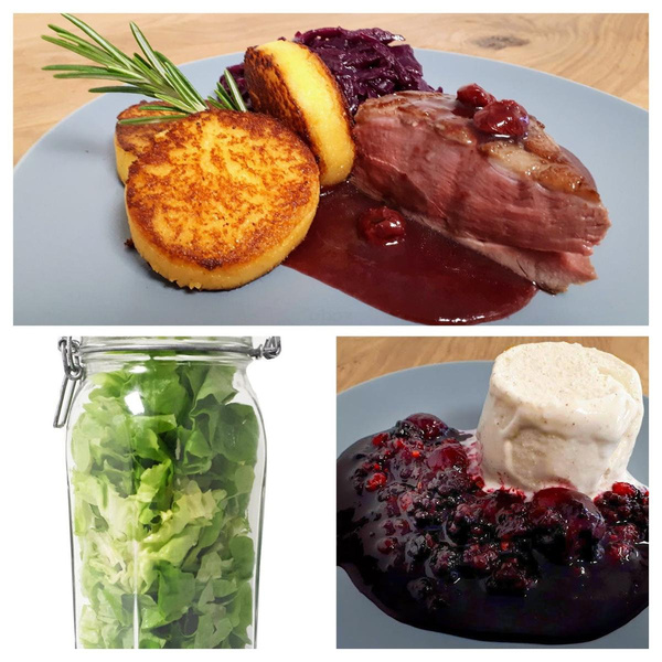 Produktfoto zu Salat & Entenbrust & Vanilleeis