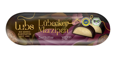 Produktfoto zu Marzipanbrot mit Rohrohrzucker und Zartbitter, 50 g, Lubs
