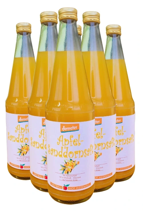 Produktfoto zu Apfel-Sandorn-Saft, 6 x  0,7 l Hof Medewege