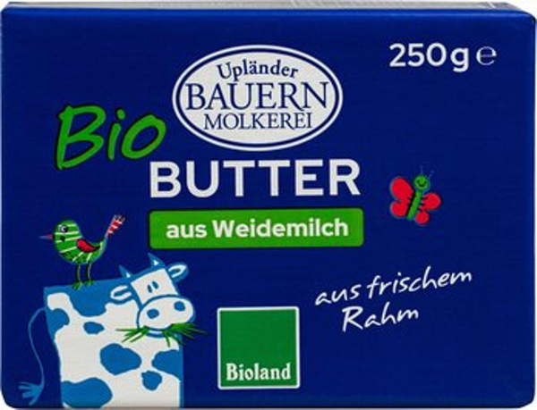 Produktfoto zu Süßrahm Butter, 250 g, Upländer Bauernmolkerei