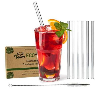 Produktfoto zu Glastrinkhalme, 6er, gerade