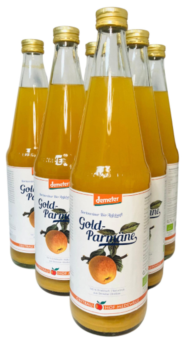 Produktfoto zu Apfelsaft Goldparmäne, 6 x 0,7 l Hof Medewege