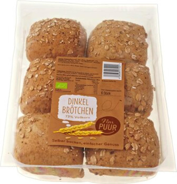 Produktfoto zu Dinkel Brötchen 73% VK, 6 Stück, Nur Puur