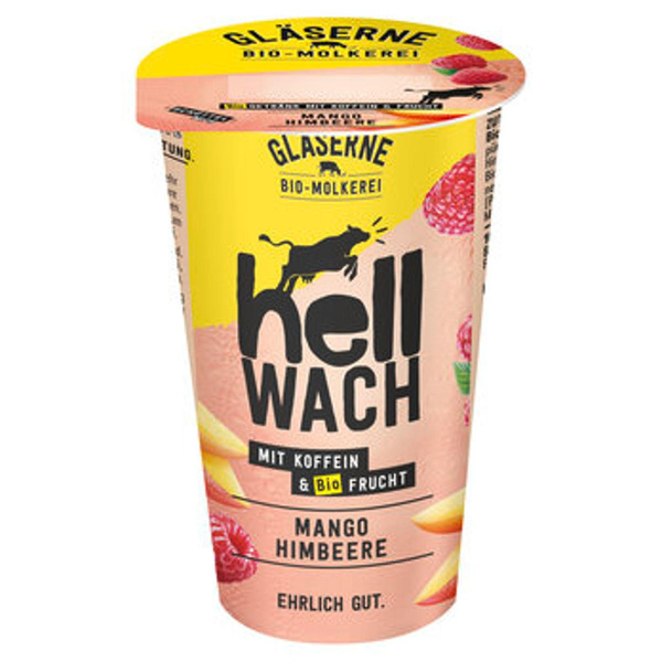 Produktfoto zu HellWach Koffein Drink Mango Himbeere,  230 ml, Gläserne Molkerei