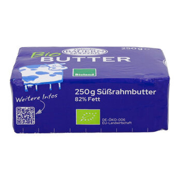 Produktfoto zu Süßrahm Butter, 250 g, Upländer Bauernmolkerei