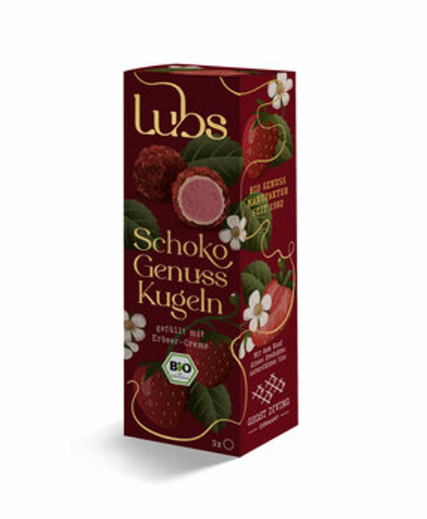 Produktfoto zu Schoko Genuss Kugeln mit Erdbeercreme, 38 g, Lubs