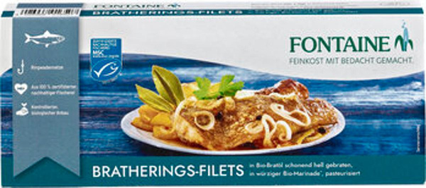 Produktfoto zu Brathering Filets in Bio Marinade, 325 g, Fontaine