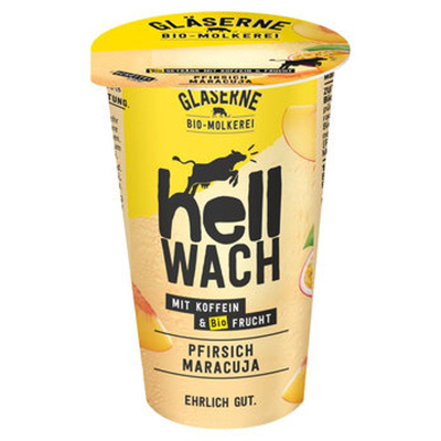 Produktfoto zu HellWach Koffein Drink Pfirsich Maracuja,  230 ml, Gläserne Molkerei