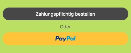 KI generiert: Zwei Bestelloptionen: "Zahlungspflichtig bestellen" und "PayPal".