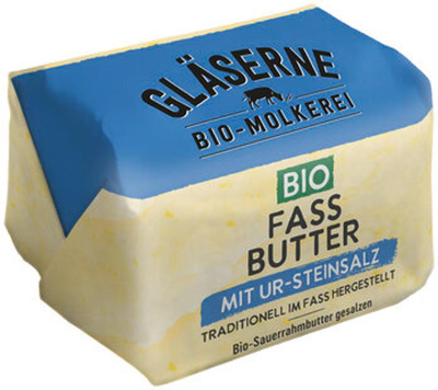 Produktfoto zu Fassbutter Sauerrahm gesalzen, 250 g, Gläserne Molkerei