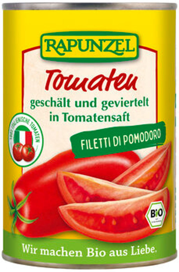 Produktfoto zu Tomaten geschält geviertelt