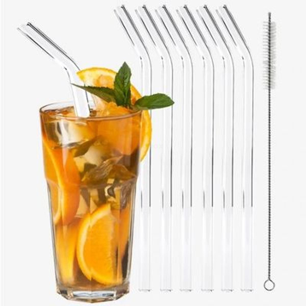 Produktfoto zu Glastrinkhalme, 6er, gebogen