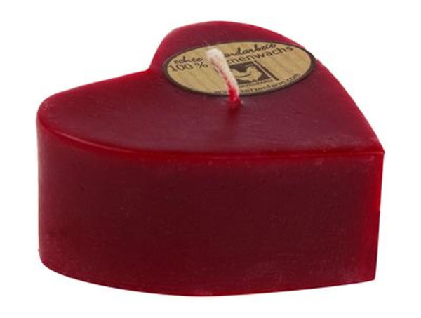 Produktfoto zu Bienenwachskerze Herz rot, Kerzenfarm Hahn