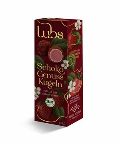 Produktfoto zu Schoko Genuss Kugeln mit Erdbeercreme, 38 g, Lubs