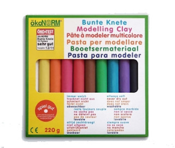 Produktfoto zu Bunte Knete, 10 Farben  220g, Nawaro