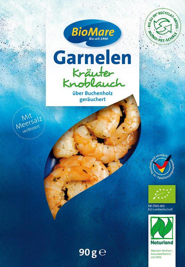 Produktfoto zu Garnelen in Kräuter-Knoblauchmarinade, 90 g, Bio Mare