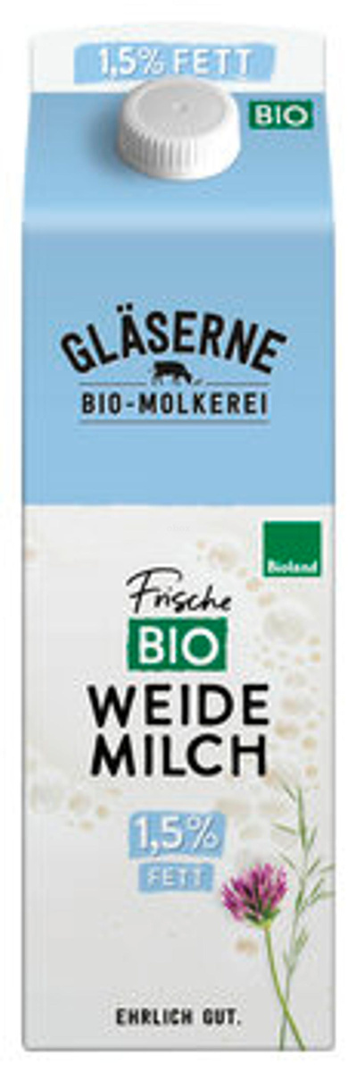 Produktfoto zu Fettarme Weidemilch,1l, Gläserne Molkerei