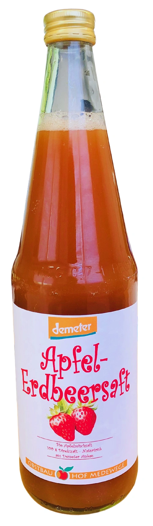 Produktfoto zu Apfel-Erdbeere-Saft, 0,7 l Hof Medewege