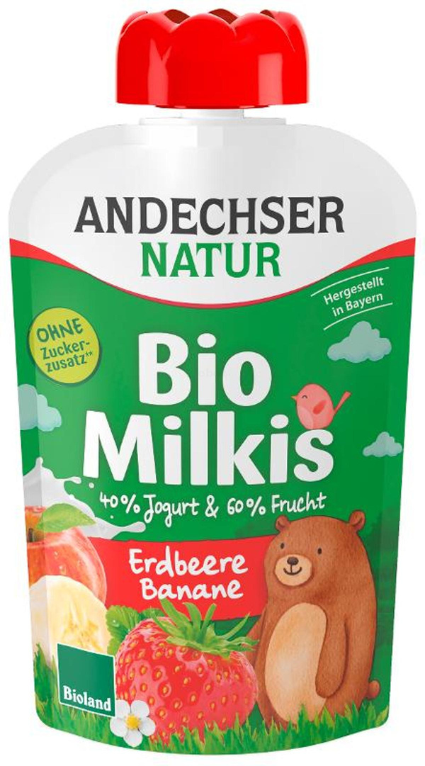 Produktfoto zu Milkis Erdbeere-Banane, 100 g Andechser Molkerei