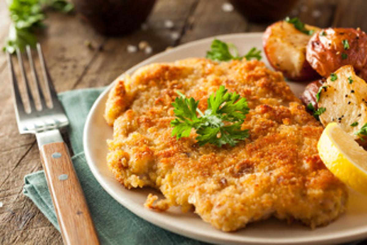 Überbackene Porree-Schnitzel