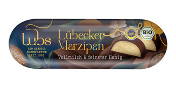 Produktfoto zu Marzipanbrot mit Vollmilchschokolade, 50 g, Lubs