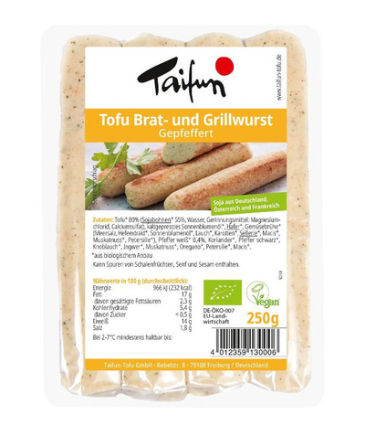 Produktfoto zu Tofu Brat- und Grillwurst gepfeffert, 4 Stück