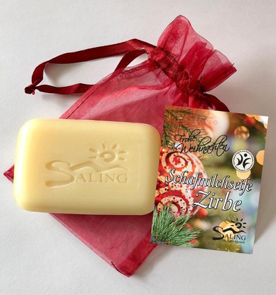 Produktfoto zu Schafmilchseife Zirbe Frohe Weihnachten  100 g, Saling