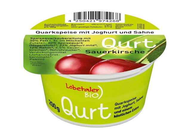 Produktfoto zu Qurt Sauerkirsche , 200 g , Lobetaler Bio