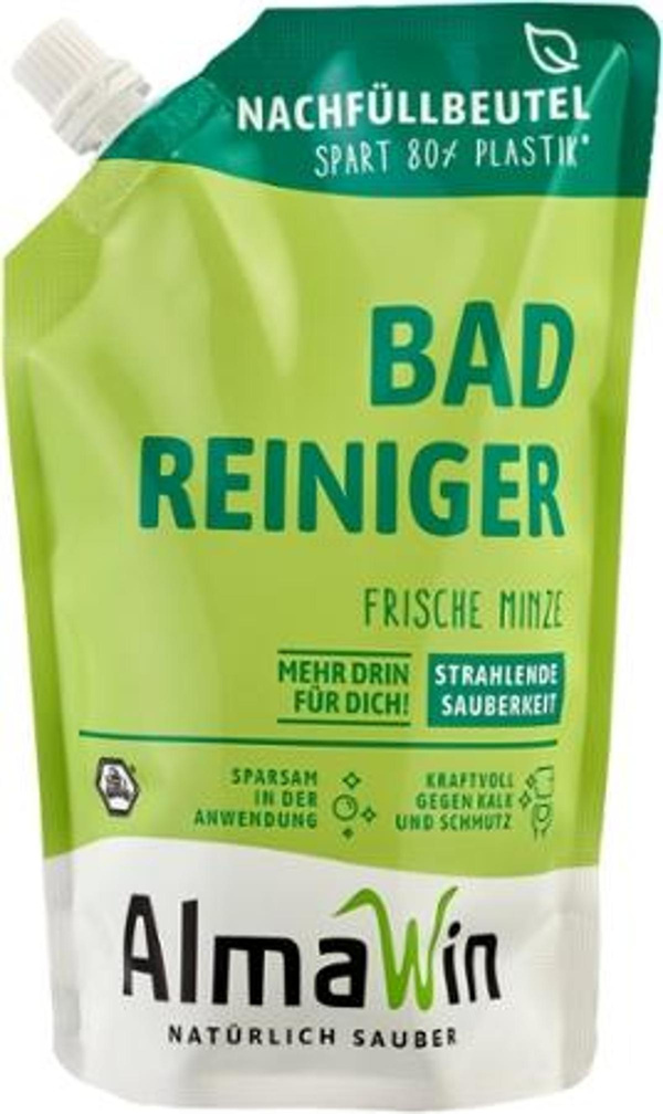 Produktfoto zu Badreiniger frische Minze, 500 ml in Nachfüllbeutel, AlmaWin