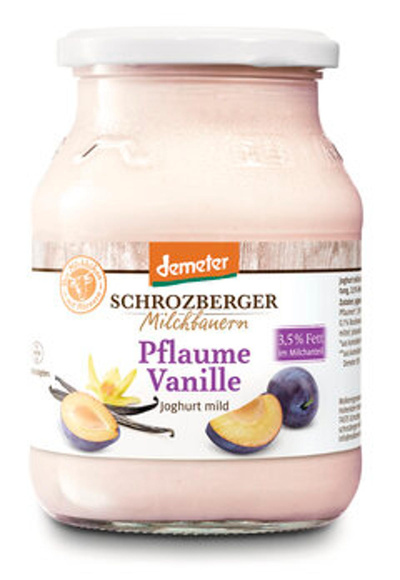 Produktfoto zu Joghurt Pflaume Vanille 3,5%, 500 g, Schrozberger