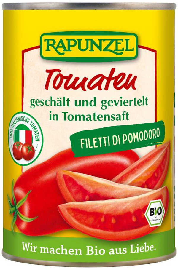 Produktfoto zu Tomaten geschält geviertelt