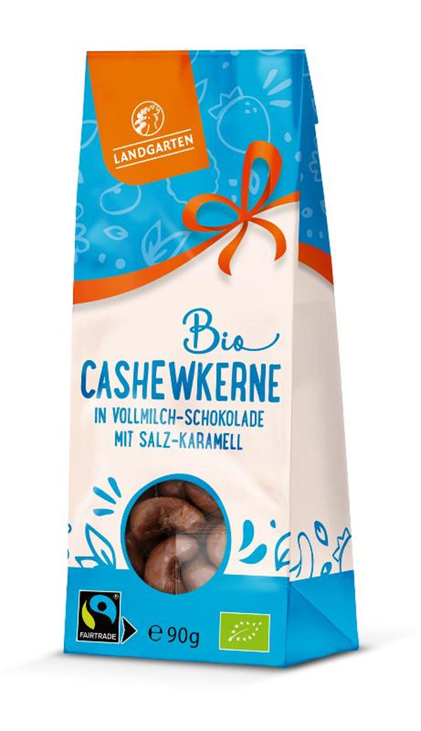 Produktfoto zu Cashews Salz Karamell Vollmilchschokolade, 90 g, Landgarten