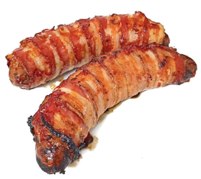 Produktfoto zu Rindsbratwurst im Speckmantel