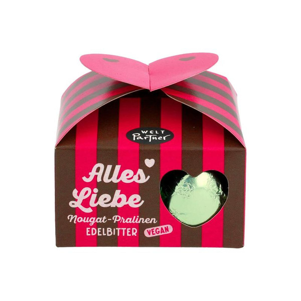 Produktfoto zu Schoko Nuss Pralinen Zartbitter 'Alles Liebe',  84g, WEP