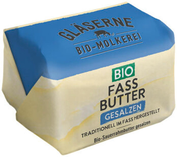 Produktfoto zu Fassbutter Sauerrahm gesalzen, 250 g, Gläserne Molkerei