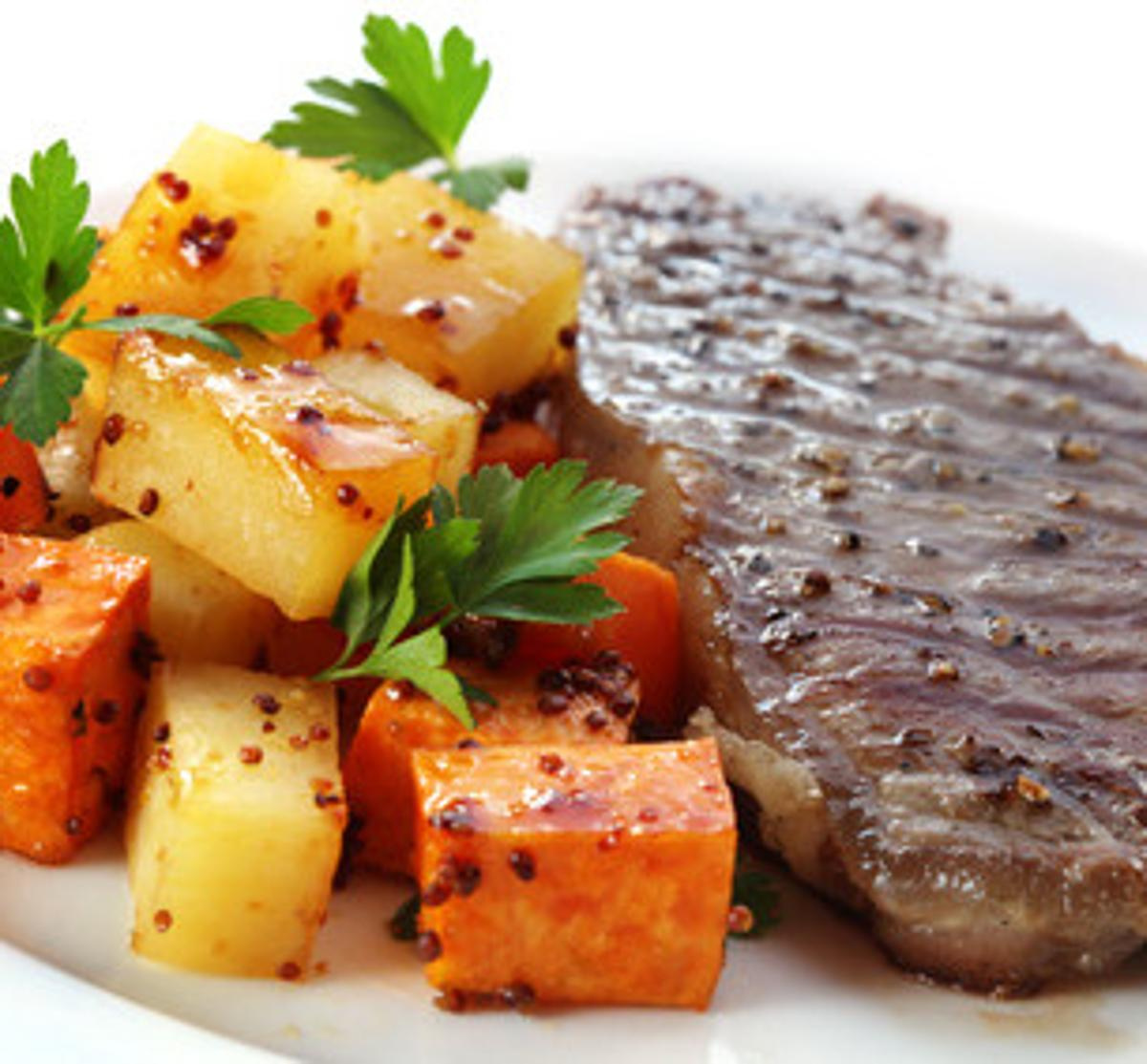 Nackensteak mit Süßkartoffeln