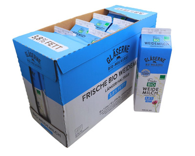 Produktfoto zu Vollmilch Weidemilch, 10 x 1l im Karton, Gläserne Molkerei