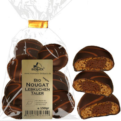 Produktfoto zu Nougat Lebkuchen Taler, 150 g, rosmarin BIOBACK